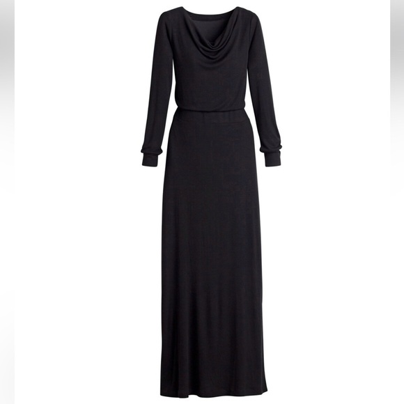 Chicos Cowl Neck Black Ribbed Maxi Dress - M - Picture 2 of 7